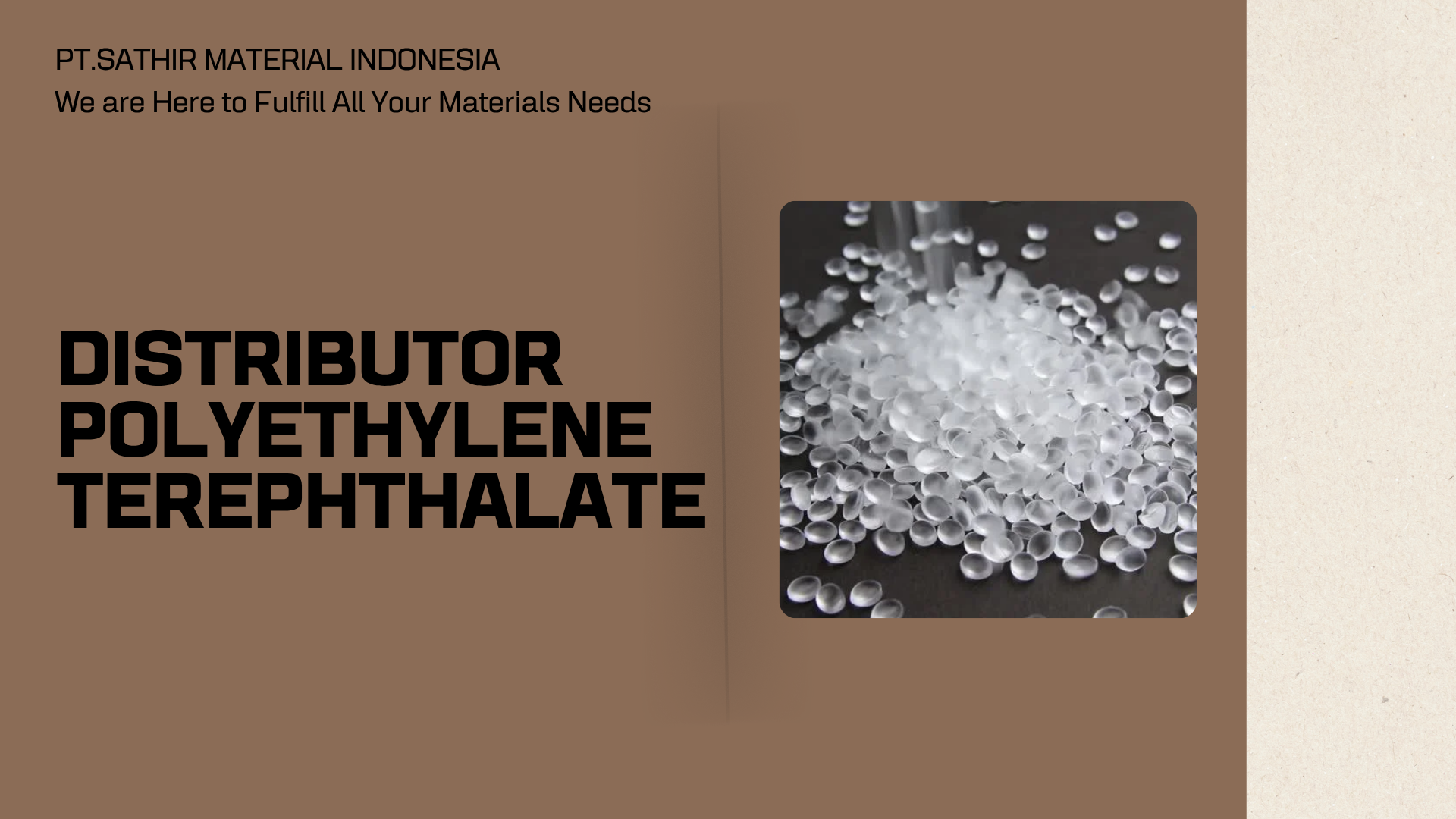 Distributor Polyethylene Terephthalate